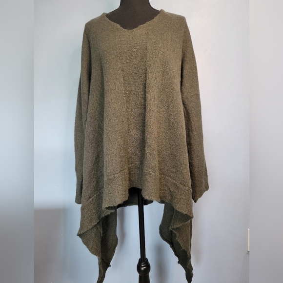 Wool Lagenlook Oversized Tunic Top Made in Germany Green Small - Picture 4 of 12